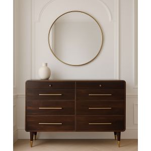 Artisan furniture cómoda de madeira maciça valenza, 6 gavetas