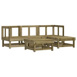 vidaXL juego de sofás de jardín 5 piezas madera de pino impregnada
