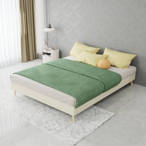 Cama estofada 140x200cm com arrumação veludo bege