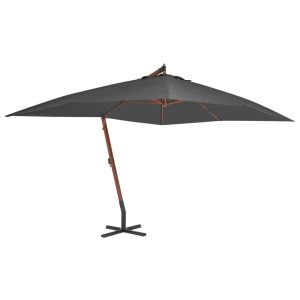 vidaXL sombrilla jardín voladiza palo de madera antracita 400x300 cm