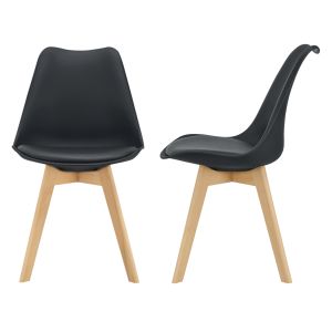 Conjunto de 2 cadeiras de jantar fläten pele sintética  82x49x54cm preto