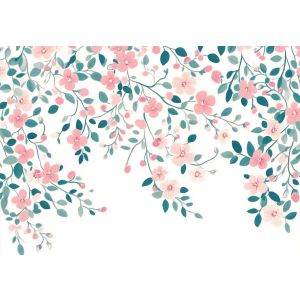 Papel de parede flores folhas 400x280 fotomurais quarto não tecido