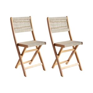 Conjunto de 2 cadeiras de jardim prossedi dobrável madeira de acácia creme