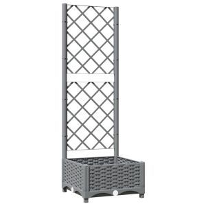 vidaXL jardinera con enrejado pp gris claro 40x40x121,5 cm
