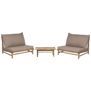 Conjunto de jardim com mesa 2 lugares todi madeira de bambu taupe
