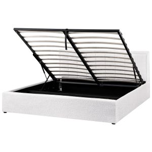 Sommier com arrumação montlaur bouclé branco 180 x 200 cm
