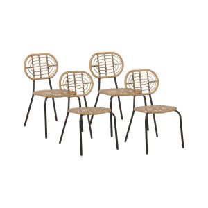Conjunto de 4 cadeiras de jardim pratello rattan sintético natural