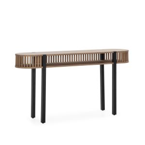 Console 150x33x80 em madeira cor areia, metal preto