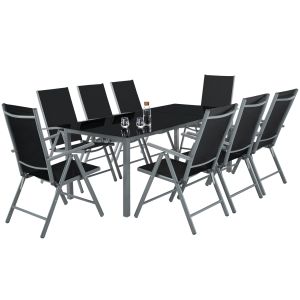 Tectake® conjunto cadeiras alumínio dobráveis mesa vidro pó segurança