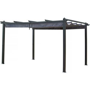 Pérgula de alumínio com teto retrátil - 3 x 4 m - cinza antracite
