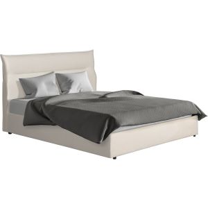 Cama com baú de arrumação em veludo <<isola>> - 160 x 200 cm - bege