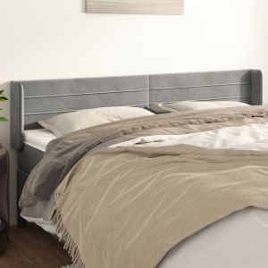 Cabeceira de cama c/ abas veludo 203x16x78/88 cm cinzento-claro ptob1408