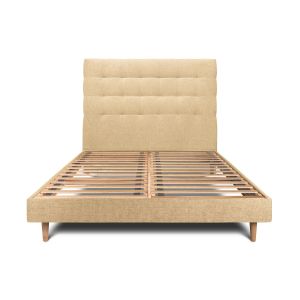 Cama 150x190 cm com cabeceira estofada - tecido tela fosca - amarelo