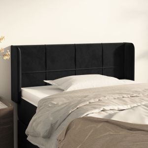 Cabeceira de cama c/ abas veludo 93x16x78/88 cm preto ptob4648