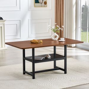 Mesa de jantar industrial nogueira preto 76x160x90cm