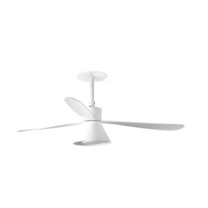 Ventoinha de teto em aço branco mate com motor dc 6 velocidades e Wi-Fi tuy