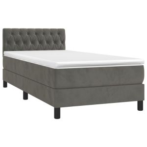 vidaXL cama box spring con colchón terciopelo gris oscuro 90x200 cm