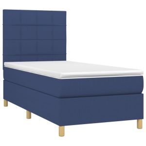vidaXL cama box spring con colchón tela azul 100x200 cm