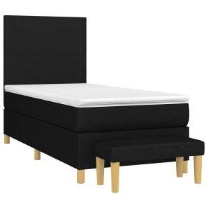 vidaXL cama box spring con colchón tela negro 80x200 cm