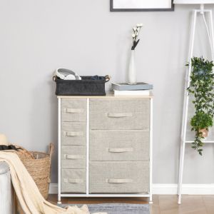 Cômoda escandinava cinza com 7 gavetas 71x63,5x30cm