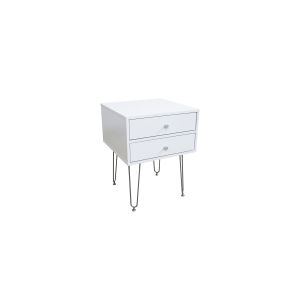 Mesa de cabeceira arija, branco e prateada 59x45cm
