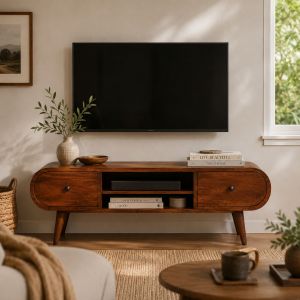 Artisan furniture móvel tv london, 2 gavetas e nicho, castanho