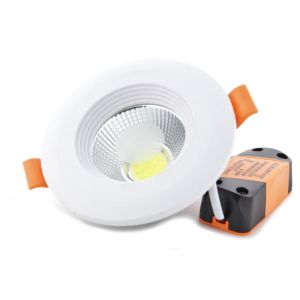 Downlight LED cob 7w redondo encastrado branco, luz neutra 4200k