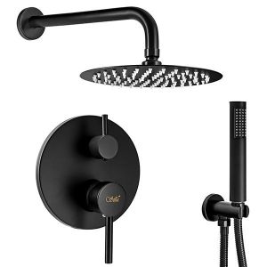 Conjunto de duche com chuveiro de mão, preto