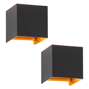Nettlife aplique preto LED 10x10 2er-set