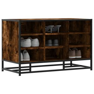 Banco para calçado carvalho fumado 84x40x53,5 cm madeira metal wf275863