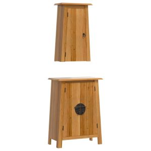 2 pcs conjunto móveis p/ casa de banho madeira de pinho maciça