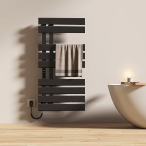 Emke toalheiro 100x50cm preto fosco 350w c/ termostato e temporizador