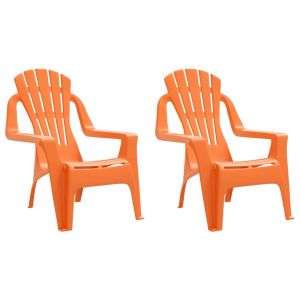 Cadeiras de jardim infantis 2 pcs pp aspeto de madeira laranja