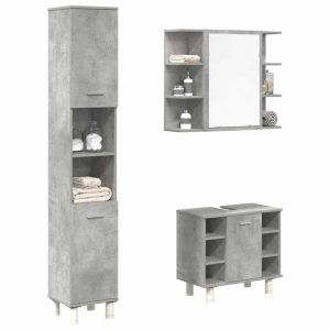 3 pcs conj. Móveis casa banho derivados madeira cinza cimento ptr3465