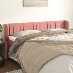 Cabeceira de cama c/ abas veludo 203x23x78/88 cm rosa ptob8401