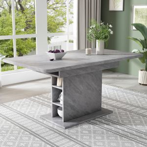 Mesa de jantar extensível com arrumação cinza