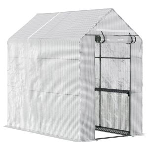 Estufa de jardim 120x186x190 cm aço e pe color blanco Outsunny