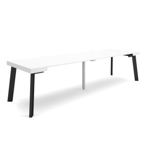 Mesa consola extensível, 58/302x90x73cm, branco, pés de madeira rf3047