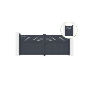 Portão giratório 3,4m halti h.140cm alumínio + portão halti h140 cinza