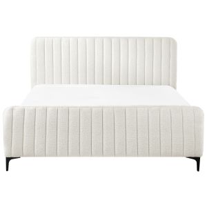 Cama bouclé lunan 160 x 200 cm branco creme