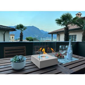 Lareira bioetanol sunset garden mini cinza com vidro