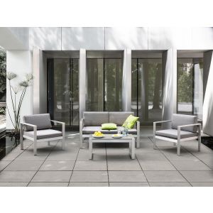 Banco de jardim com almofada salerno 142 cm metal cinzento claro