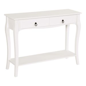 Mesa consola 100x33x75 cm mdf e madeira de pinho color blanco Homcom
