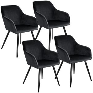 4 cadeiras de sala de jantar aterciopeladas 58 x 62 x 82 cm preto