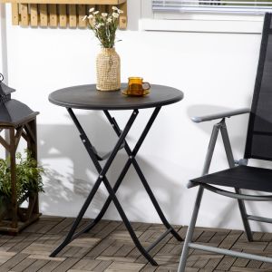 Mesa redonda dobrável exterior 60cm aço cinza escuro