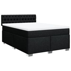 vidaXL cama box spring con colchón tela negro 140x190 cm