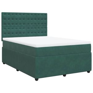 vidaXL cama box spring con colchón terciopelo verde oscuro 140x200 cm