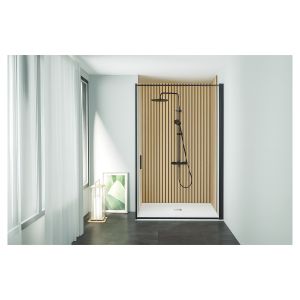 Ondee - kit  paneles murales nicho  listones madera 120cm perfil negro