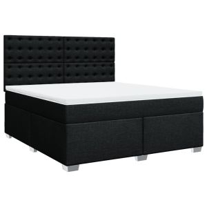 vidaXL cama box spring con colchón tela negro 180x200 cm