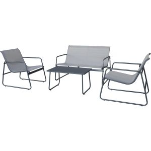 Conjunto de jardim em metal <<fortaleza>> – 4 lugares – cinza claro